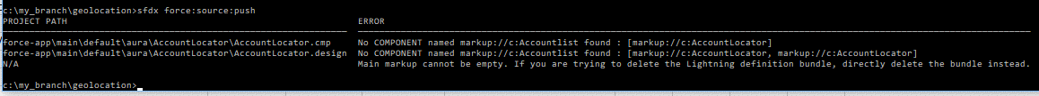 Error after push less sfdx force AccountLocator