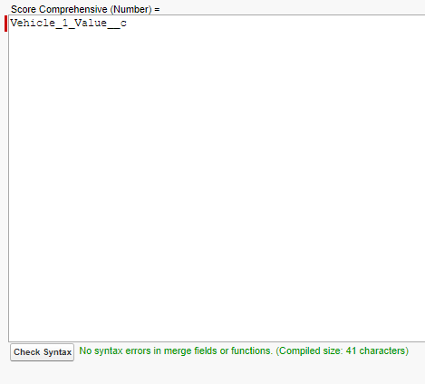 Vehicle Value = 41 characters