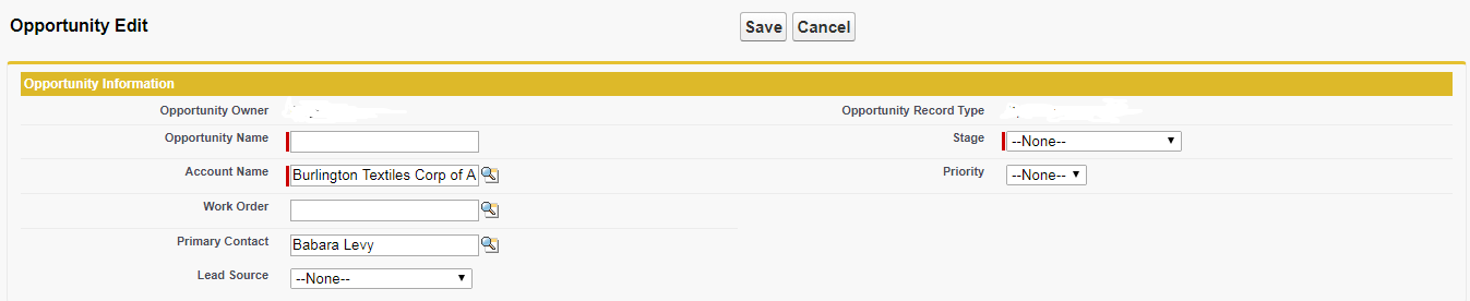 Account name and primary contact will auotmatically get from account