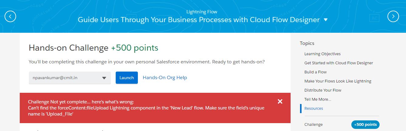 Could not complete the Challenge