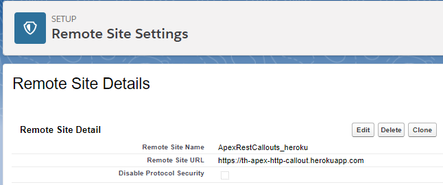 Remote Site Settings as described in module