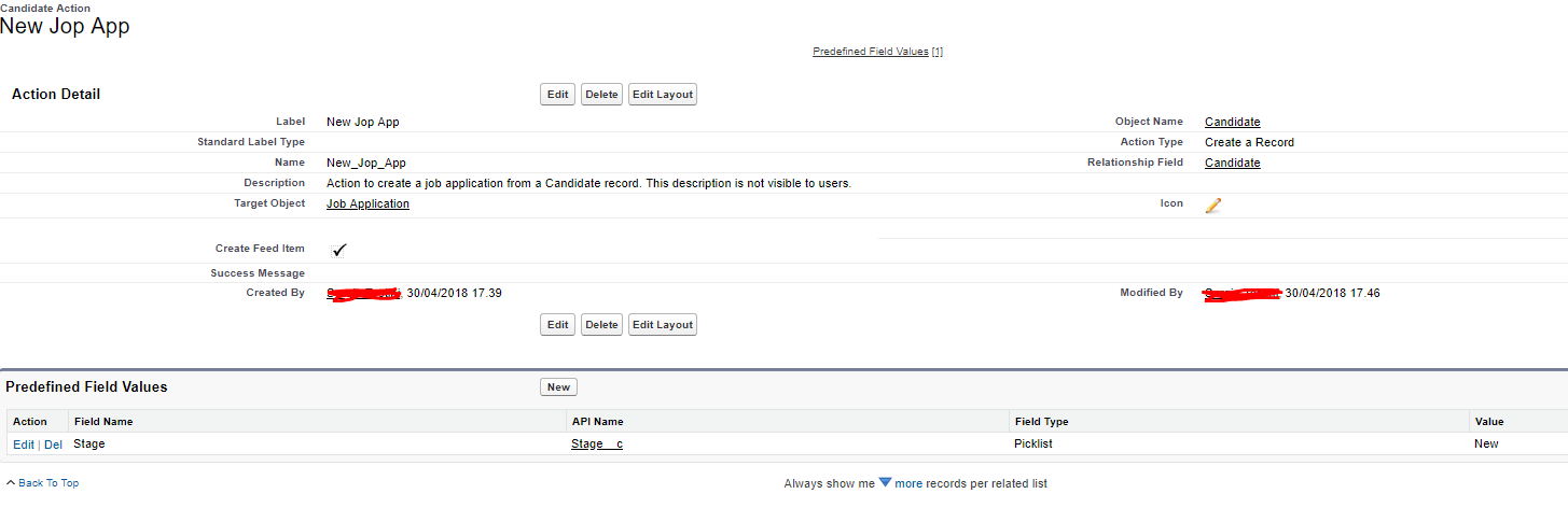 Candidate action detail