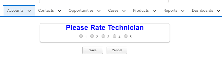 Selected radio button value save to field and update the record