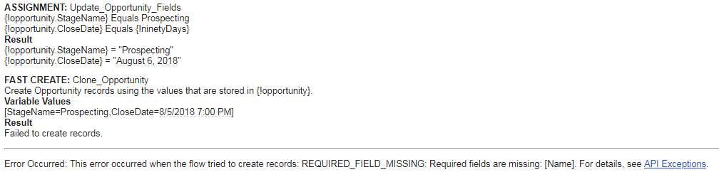 Error Occurred: This error occurred when the flow tried to create records: REQUIRED_FIELD_MISSING: Required fields are missing: [Name]. For details, see API Exceptions.
