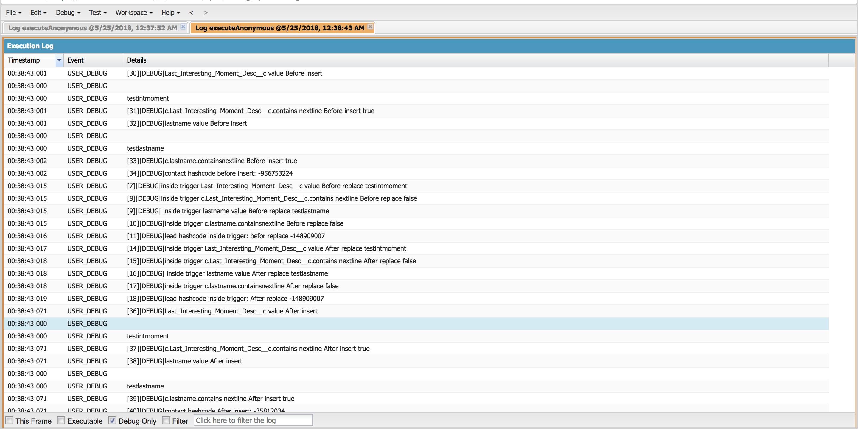 DEBUG log on 42.0 version