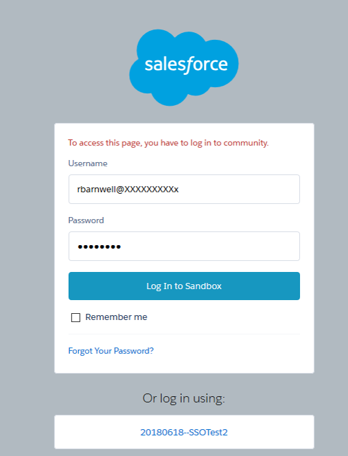 Community Login Page