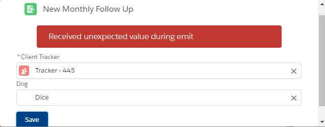Received unexpected value during emit.