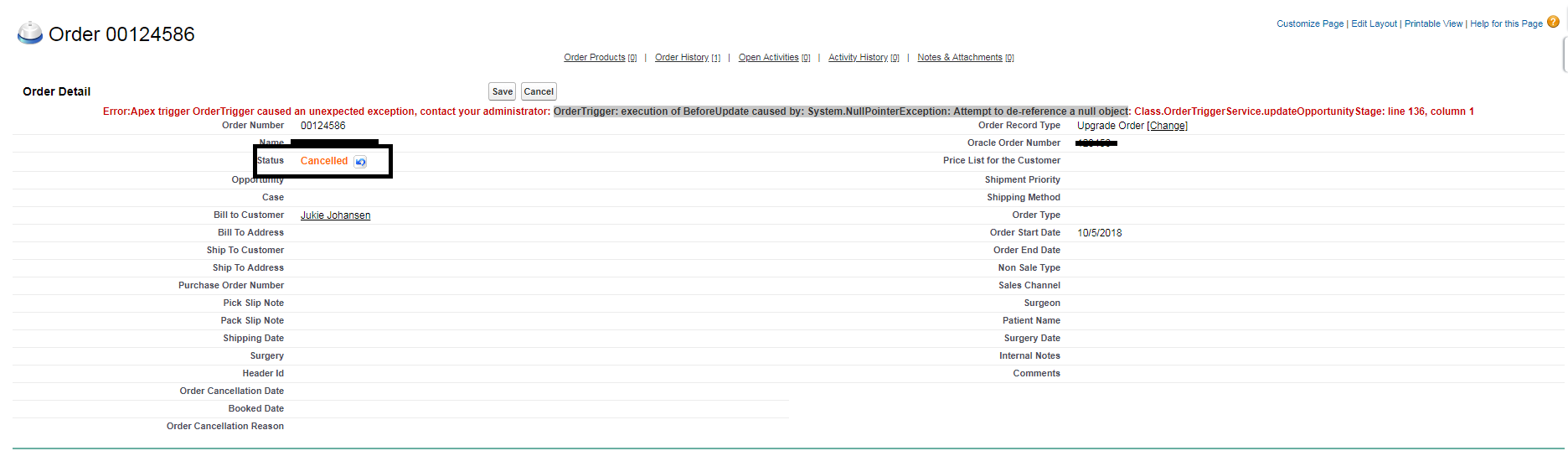Errors snapshot taken from UI