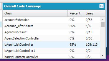 code coverage in dev console 95%