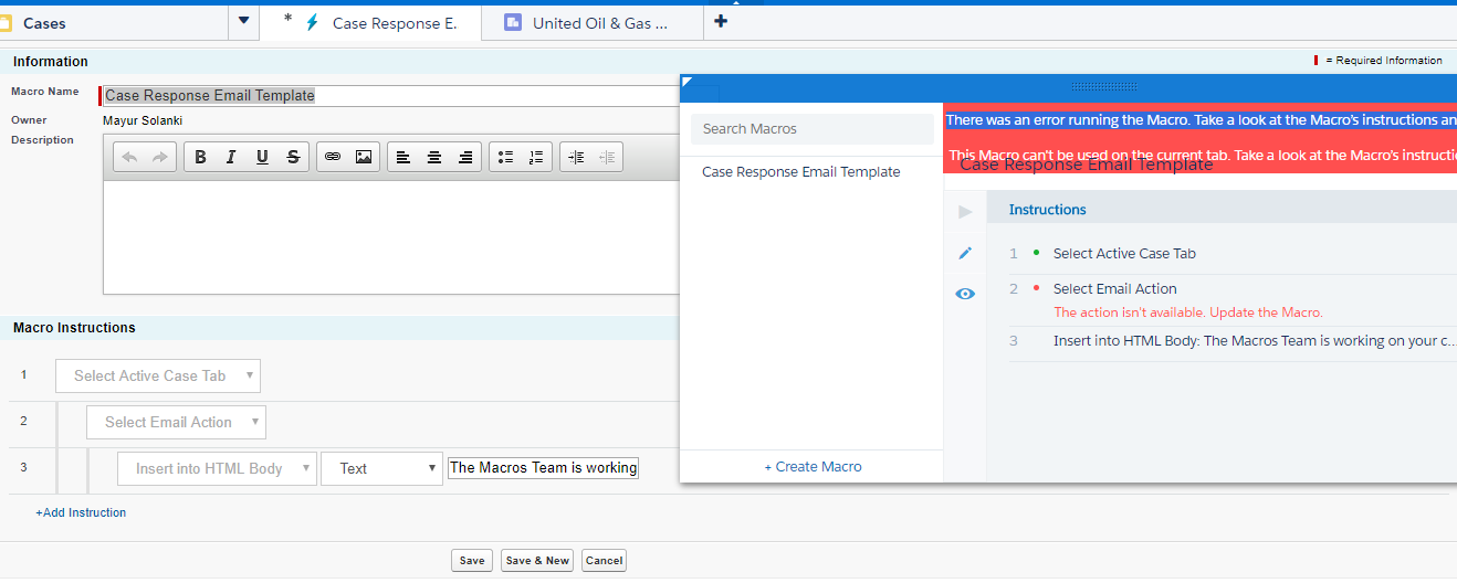 Macros- service cloud