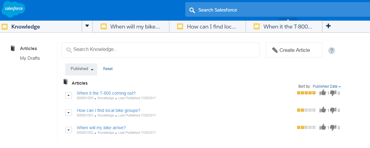 3 Knowledge Articles created...yet Error message states can't be found.