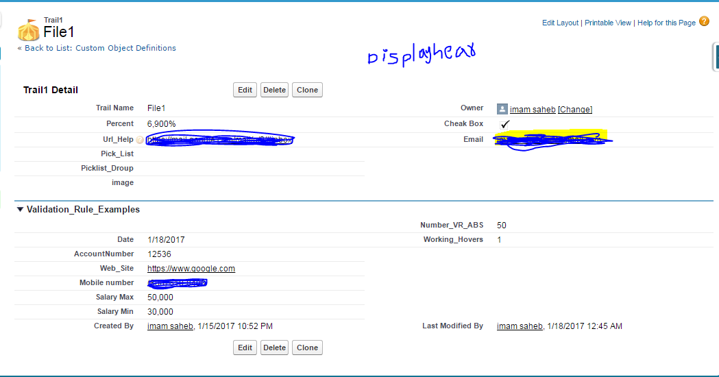 display image in custom record
