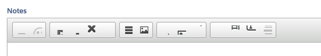 Screenshot of incorrectly rendered rich text editor toolbar.