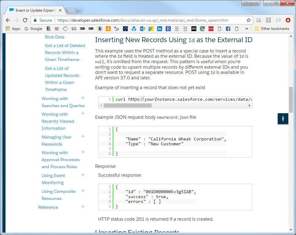 I'm following this technique to upsert existing record