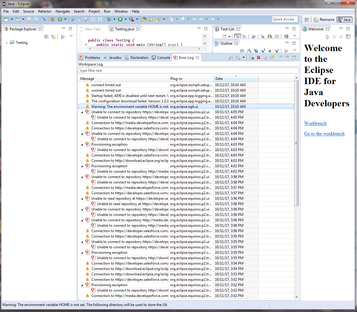 Error Log in Eclipse