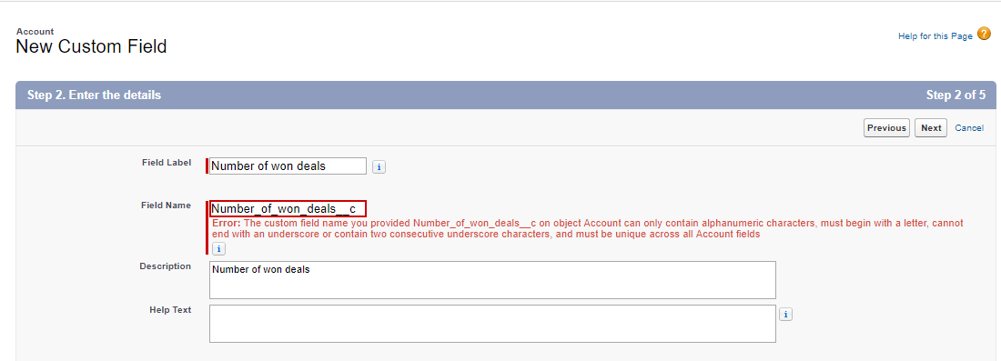 Salesforce Error Message
