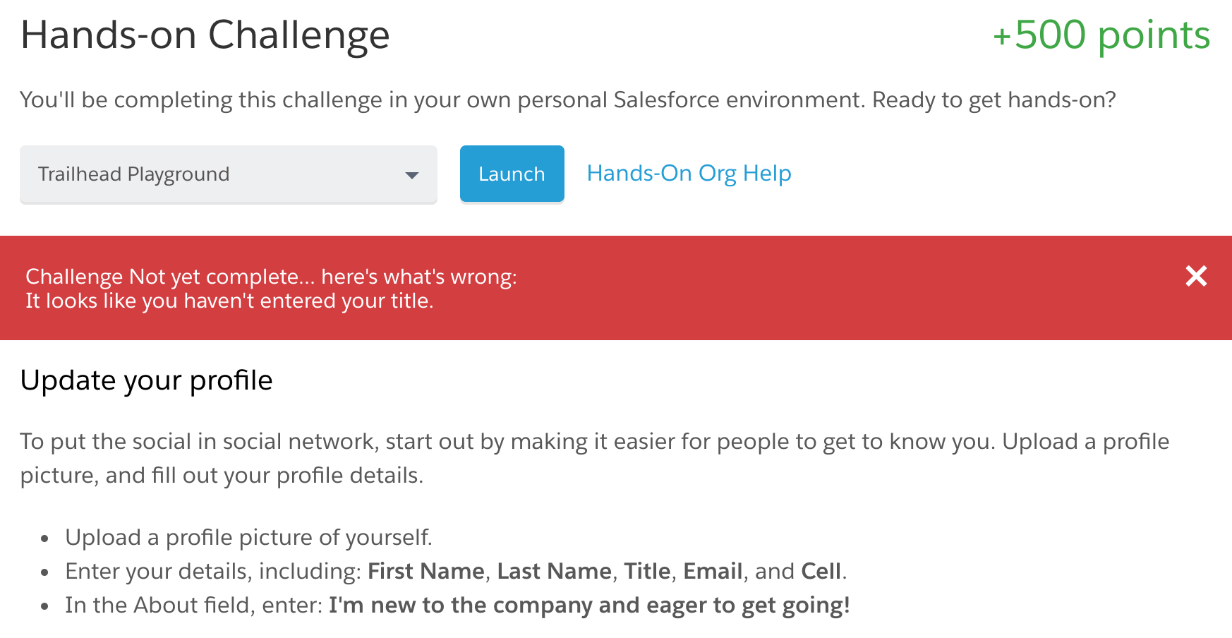 screenshot of module and error