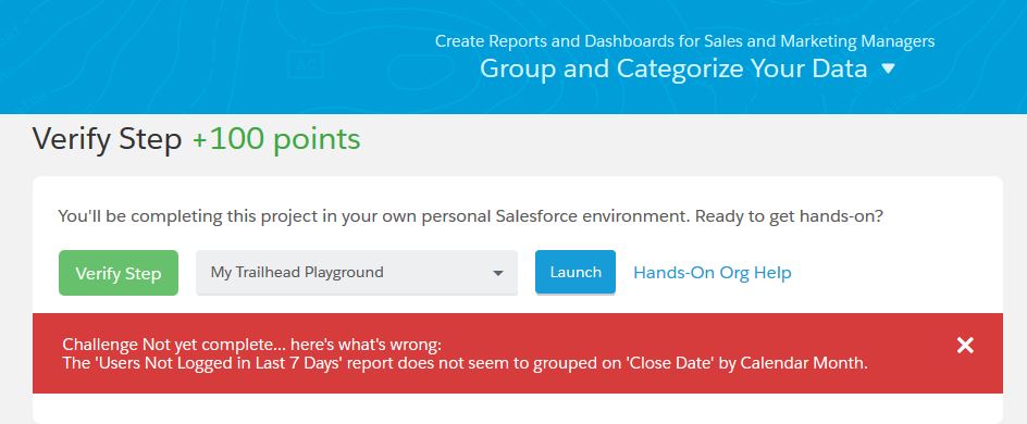 Trailhead incorrect error message