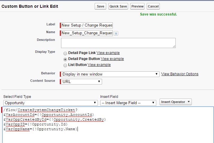 Custom button on Opportunities layout