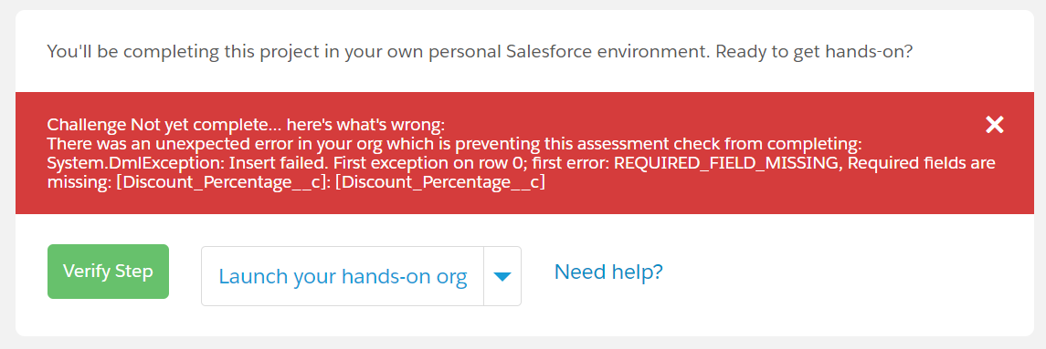 Discount Percentage required field missing