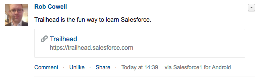 Screenshot of chatter post using https in link