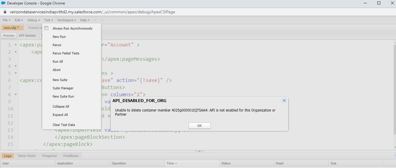 Unable to Open clas in Apex