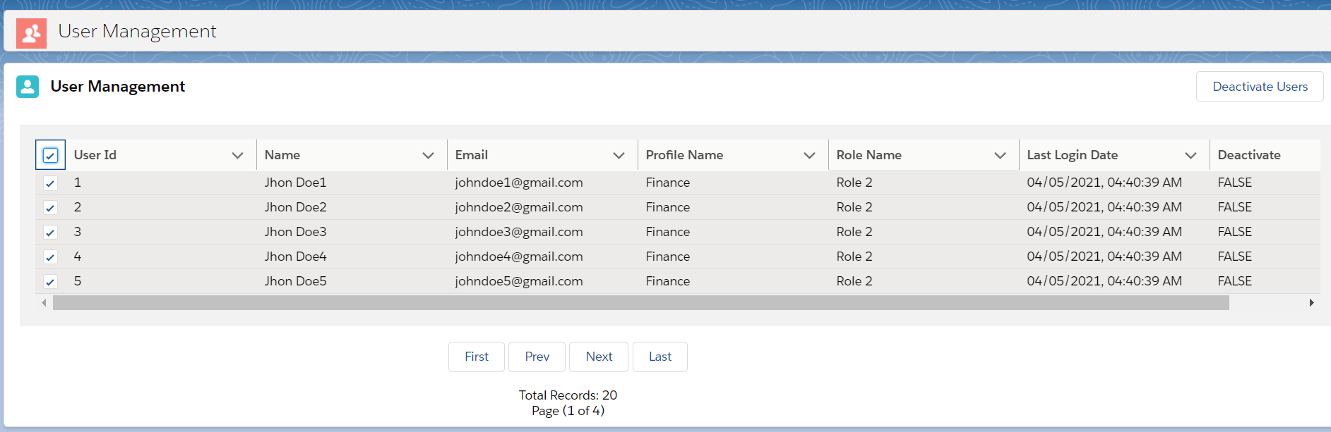 The Page 1 Checkboxes are pre selected as below,