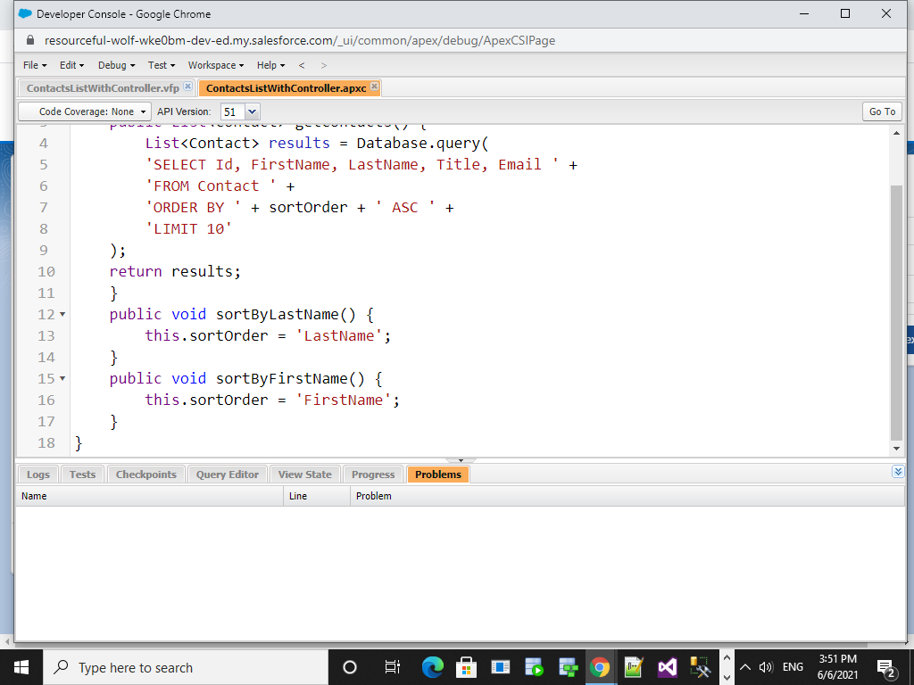 Screen shot of my code