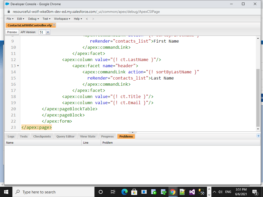 screen shot of my code