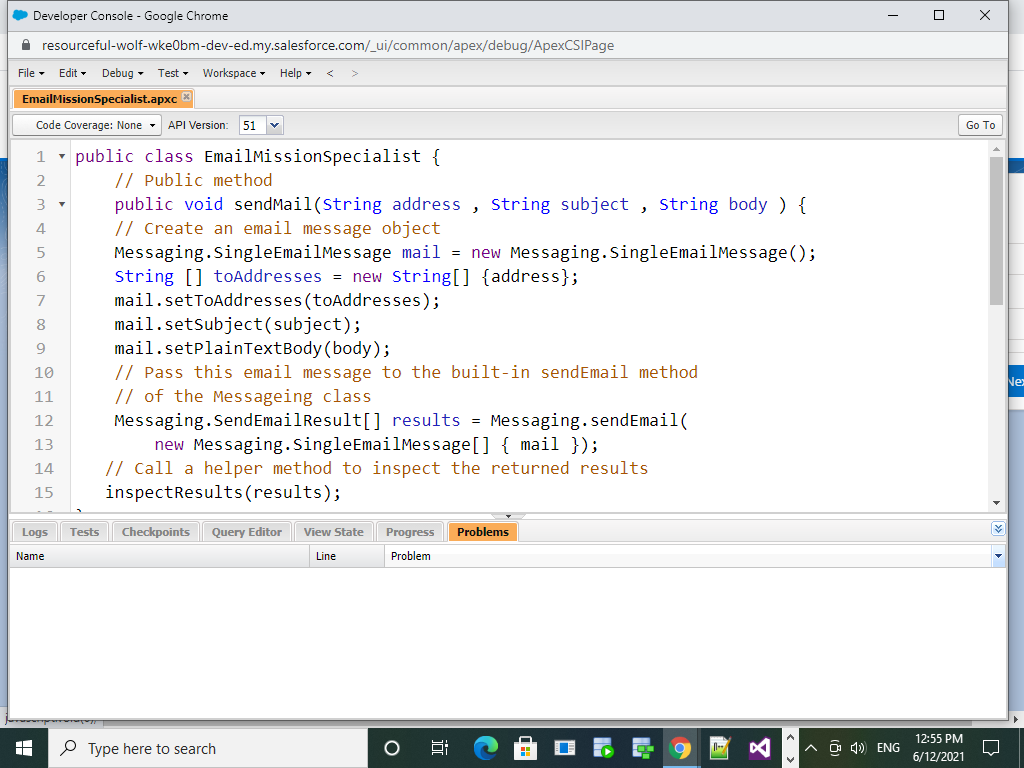 screen shot of my code