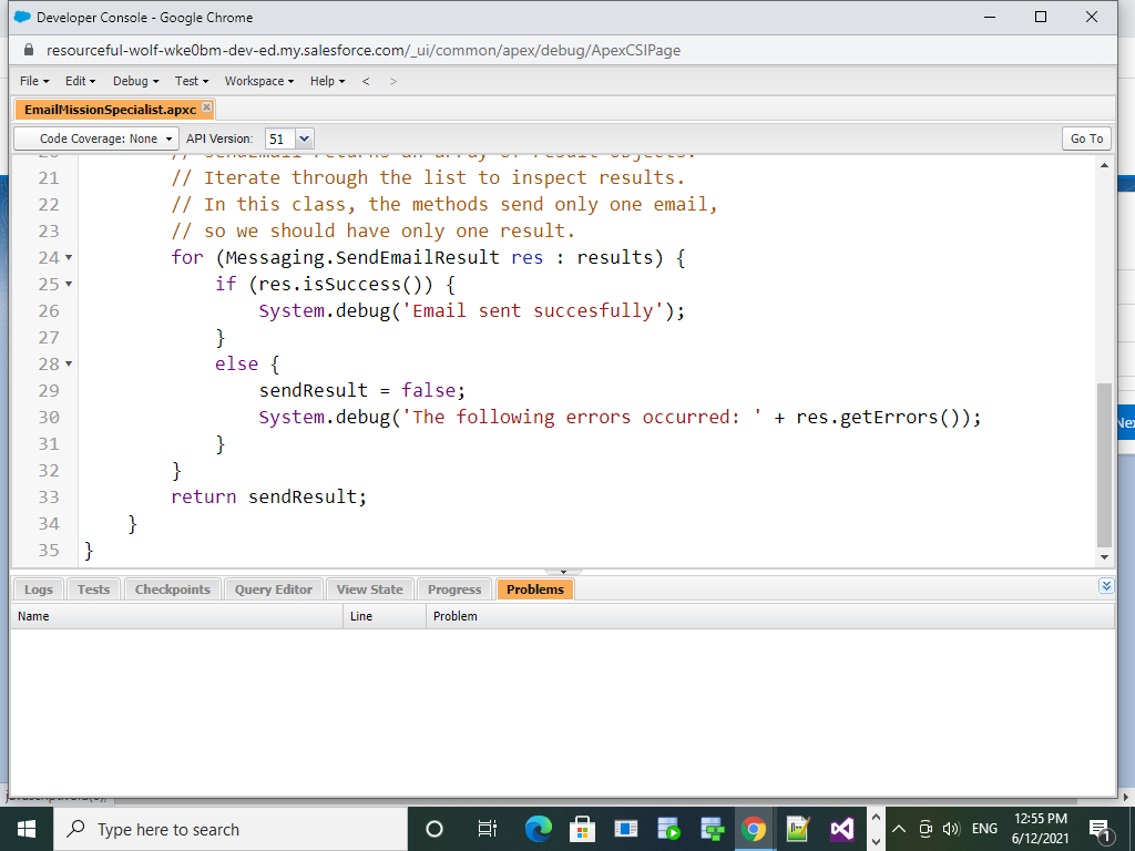 screen shot of my code