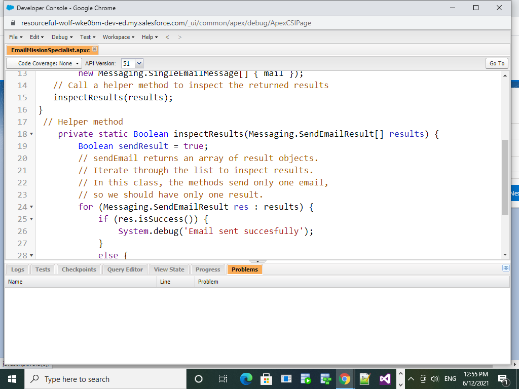 screen shot of my code