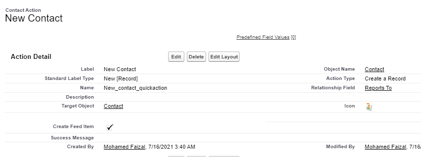 quick action - contact