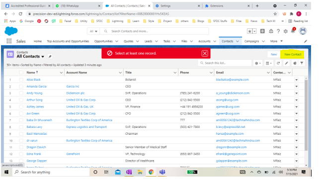 quick action added to list view
