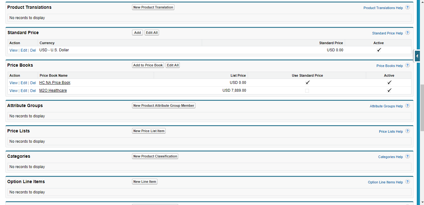 Related Lists of Product Object in Classic