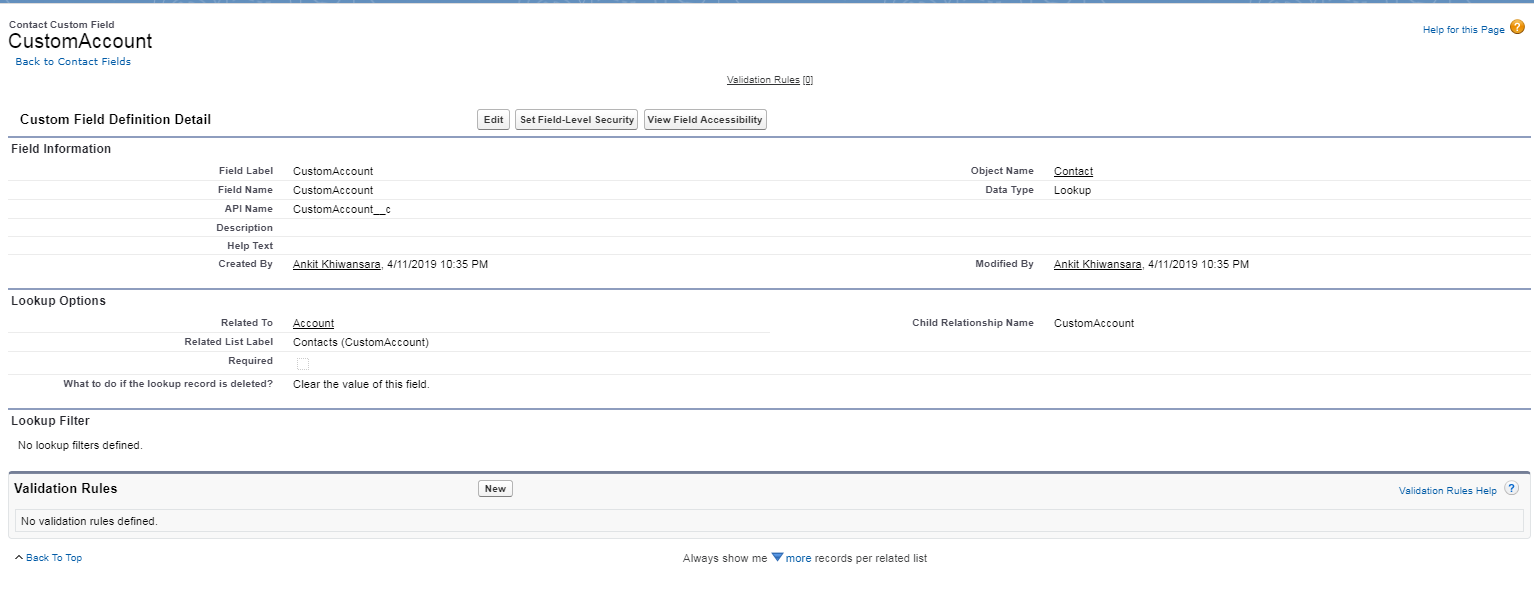 Relationship Working with CustomAccount Field