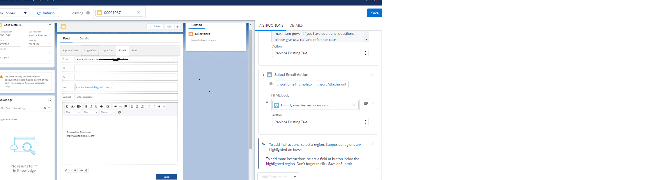 As shown in image,Update Case cannt be added to instruction.