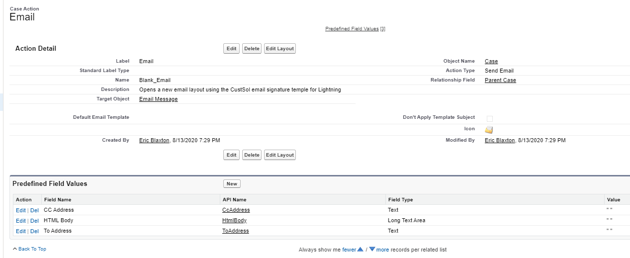 predefined fields