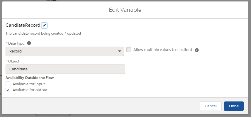 Candidate Record Variable