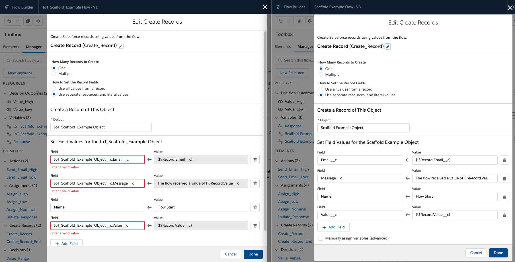 Errors on the left original on the right.