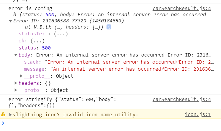 Error msg on console
