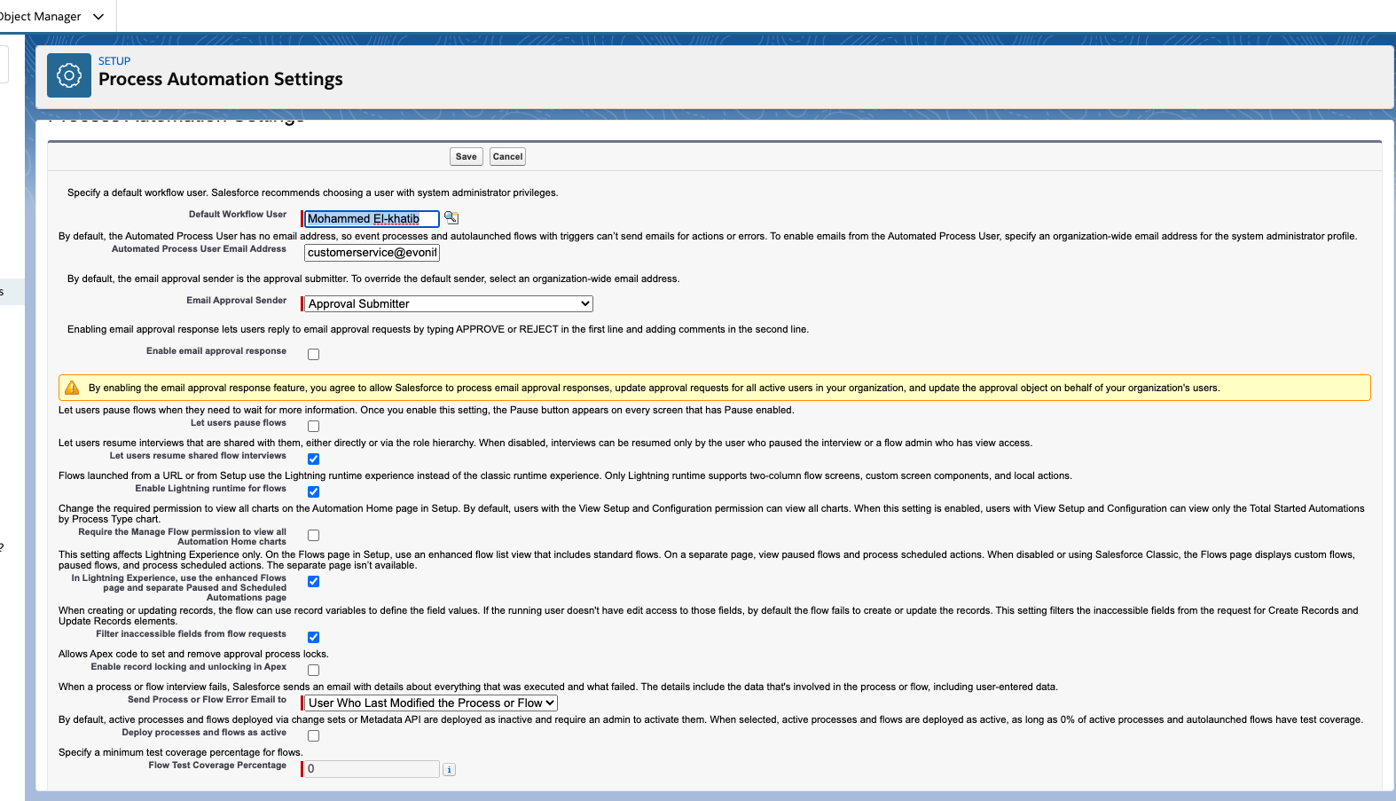 Process Automation Settings