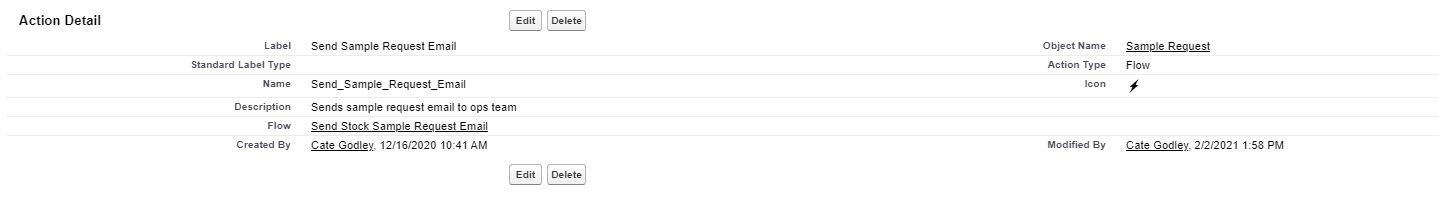 image of action detail in backend of custom record type
