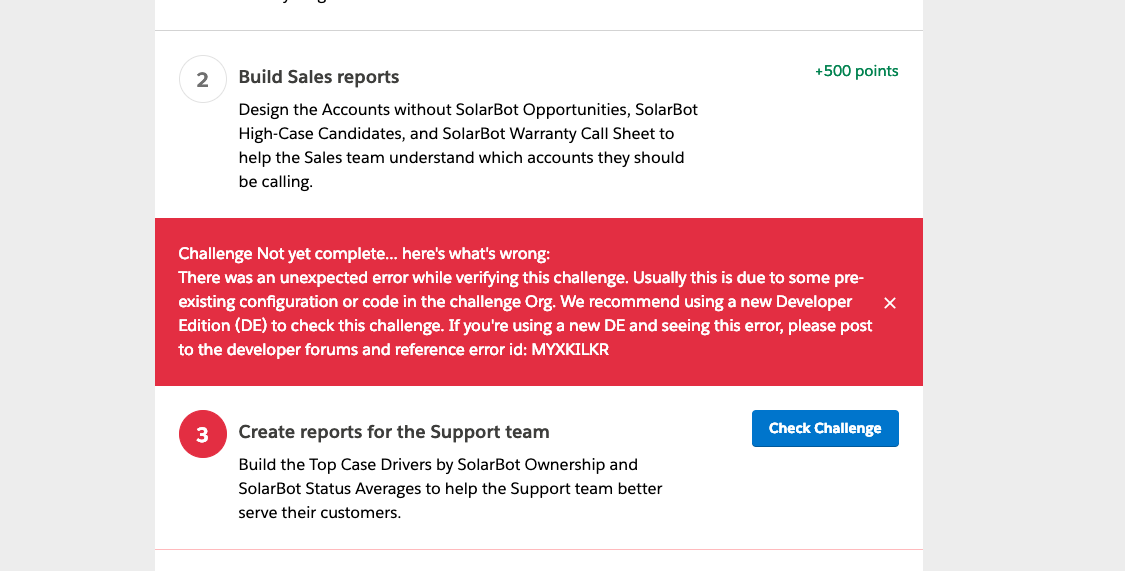 error Lightning Experience Reports & Dashboards Specialist