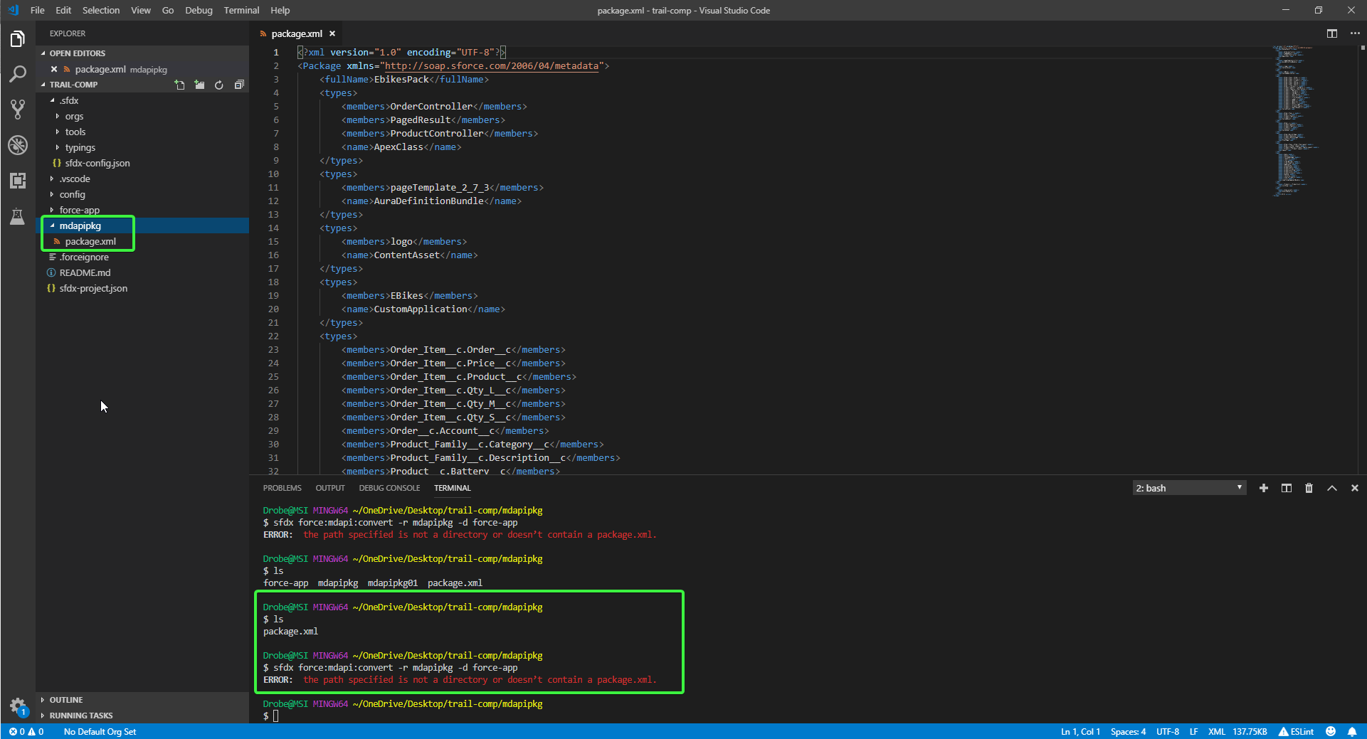 package.xml file location