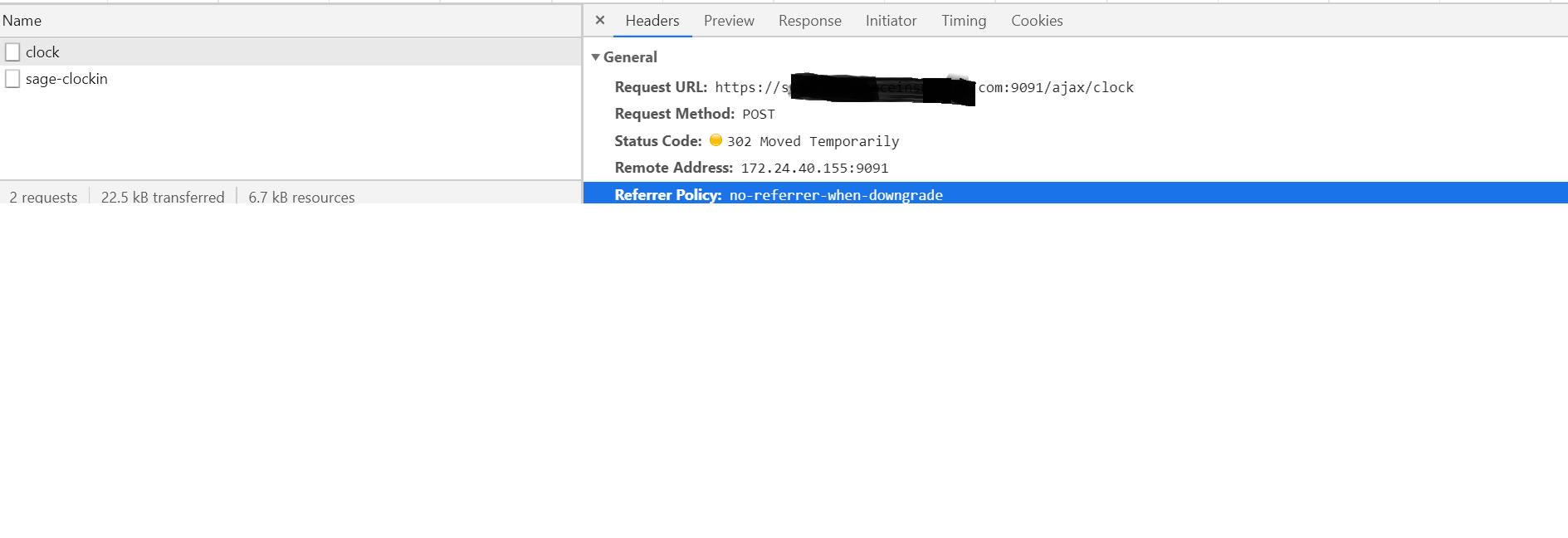 Post request get failed inside salesforce application.
