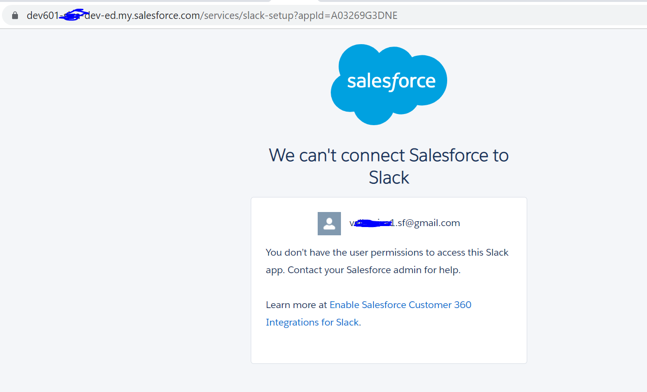 We can't connect Salesforce to Slack