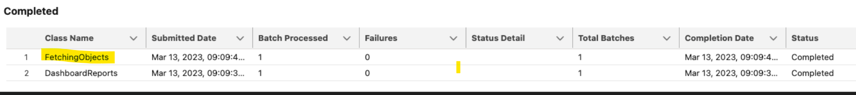 hightlights class is getting stucked, In finish method i am calling next batch