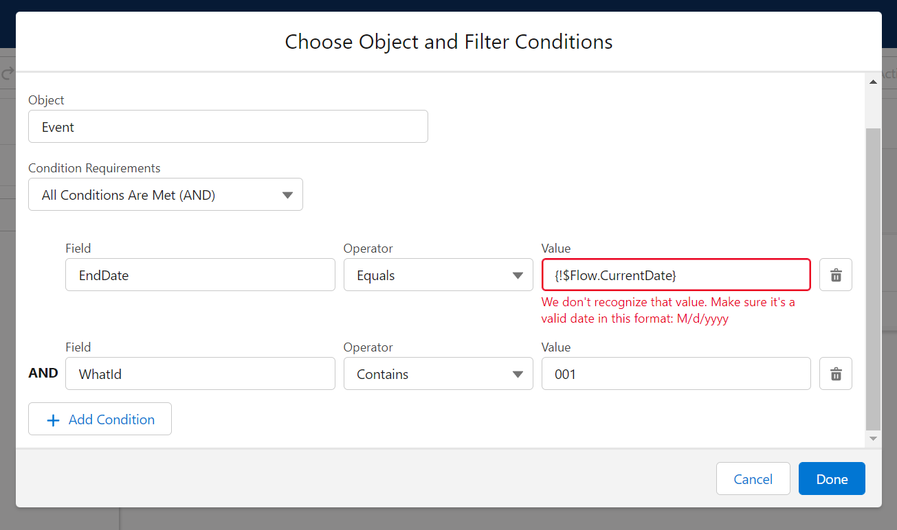 Can anyone suggest why I'm getting error while target the current date