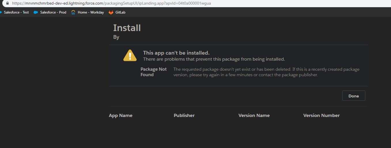 Unmanaged Package Error